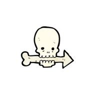 cartoon skull with arrow N10