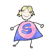 child's drawing of a superhero girl N7