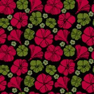 Vintage floral seamless pattern with rose and green flowers