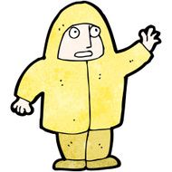 cartoon man in raincoat waving N2
