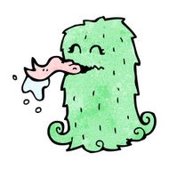 funny green hairy monster cartoon N10