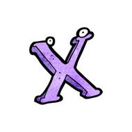 cartoon letter x with eyes N4