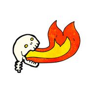 cartoon fire breathing skull N14
