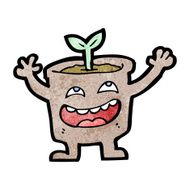 cartoon flowerpot with seedling N2