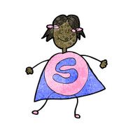 child&#039;s drawing of a superhero woman