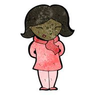 cartoon woman wearing scarf N3