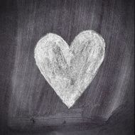 Heart shape chalk drawing on chalkboard blackboard N3