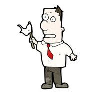 cartoon man waving white flag N32