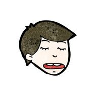 cartoon tired boy&#039;s face N2