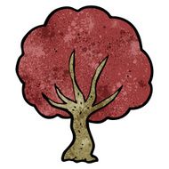 cartoon tree with red leaves N7