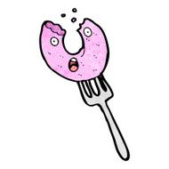 cartoon doughnut on fork N2