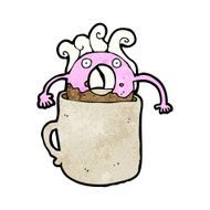 cartoon donut in coffee cup N4