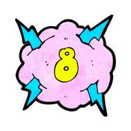 cartoon lightning storm cloud symbol with number eight