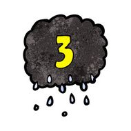 cartoon raincloud with number three N3