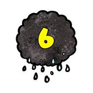 Cartoon Raincloud With Number Six N4