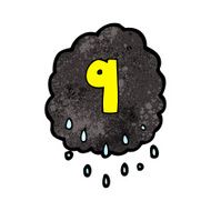 cartoon raincloud with number nine N3