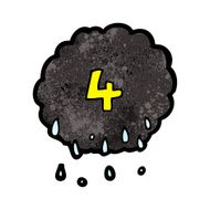 cartoon raincloud with number four N2