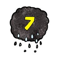 cartoon raincloud with number seven N3