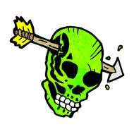 cartoon spooky green skull N15