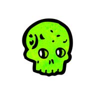 cartoon spooky green skull N17