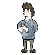 cartoon man pressing fingertips together N2