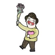 cartoon man with flowers N14