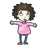 cartoon woman shrugging shoulders N720