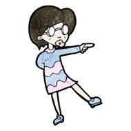 cartoon clever girl in glasses N2