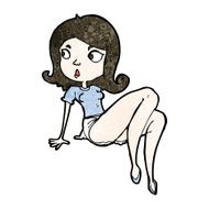 cartoon woman in shorts and tee shirt N2