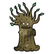cartoon spooky old tree N28
