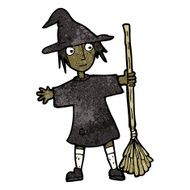 cartoon witch with broomstick N2