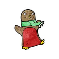 cartoon christmas robin in scarf