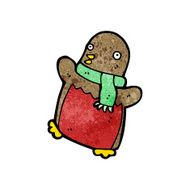 cartoon christmas robin in scarf N2