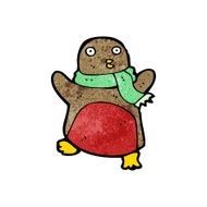 cartoon christmas robin in scarf N3