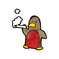 cartoon smoking chirstmas robin N2