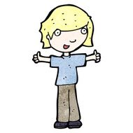 cartoon boy giving thumbs up symbol N23