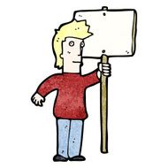 cartoon man with sign