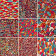 Abstract doodle patterns set