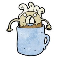 doughnut in coffee cup cartoon