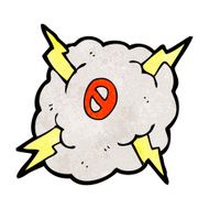 Cartoon Thunder Cloud With Number Zero N3