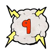 cartoon thunder cloud with number 9