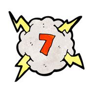 cartoon thunder cloud with number 7 N2