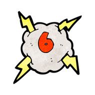 cartoon thunder cloud with number six N2
