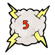 cartoon thunder cloud with number five N2