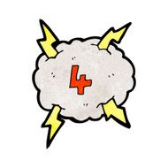 cartoon thunder cloud with number four N2
