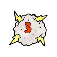 cartoon thunder cloud with number three N2