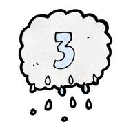cartoon rain cloud with number three