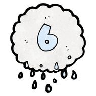cartoon rain cloud with number six