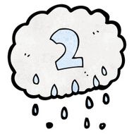 cartoon rain cloud with number 2