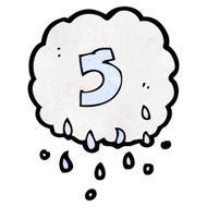 cartoon rain cloud with number five